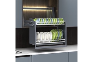 Kitchen Metal Electric Lifting Basket Dish Rack